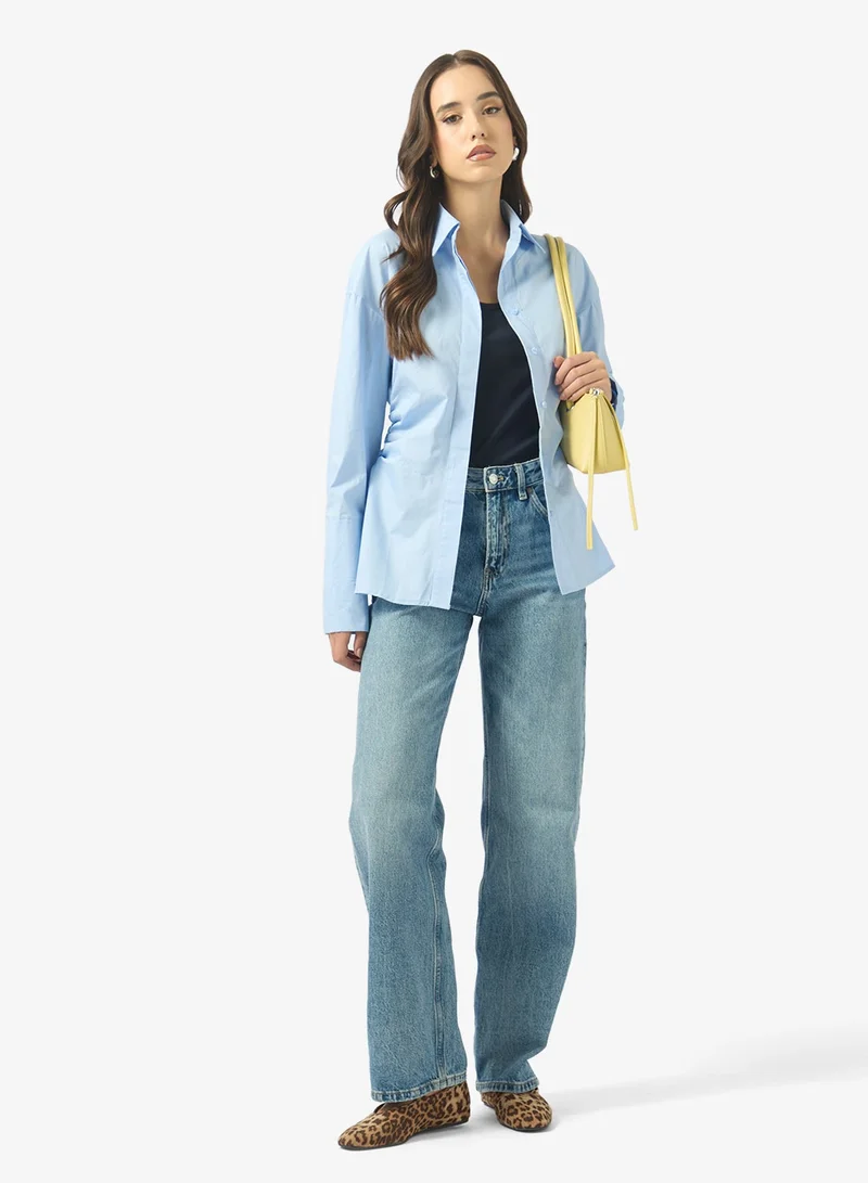 Ginger  Cinched Waist Button Down Shirt for Women | Best Price UAE