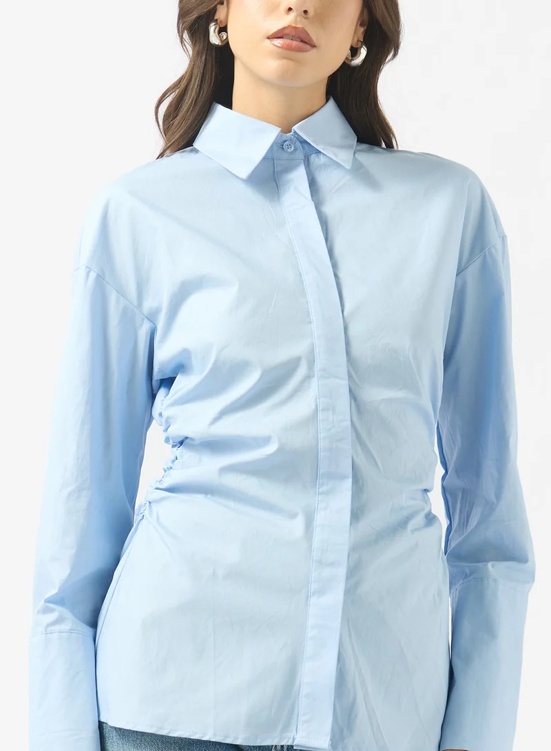 Cinched Waist Button Down Shirt