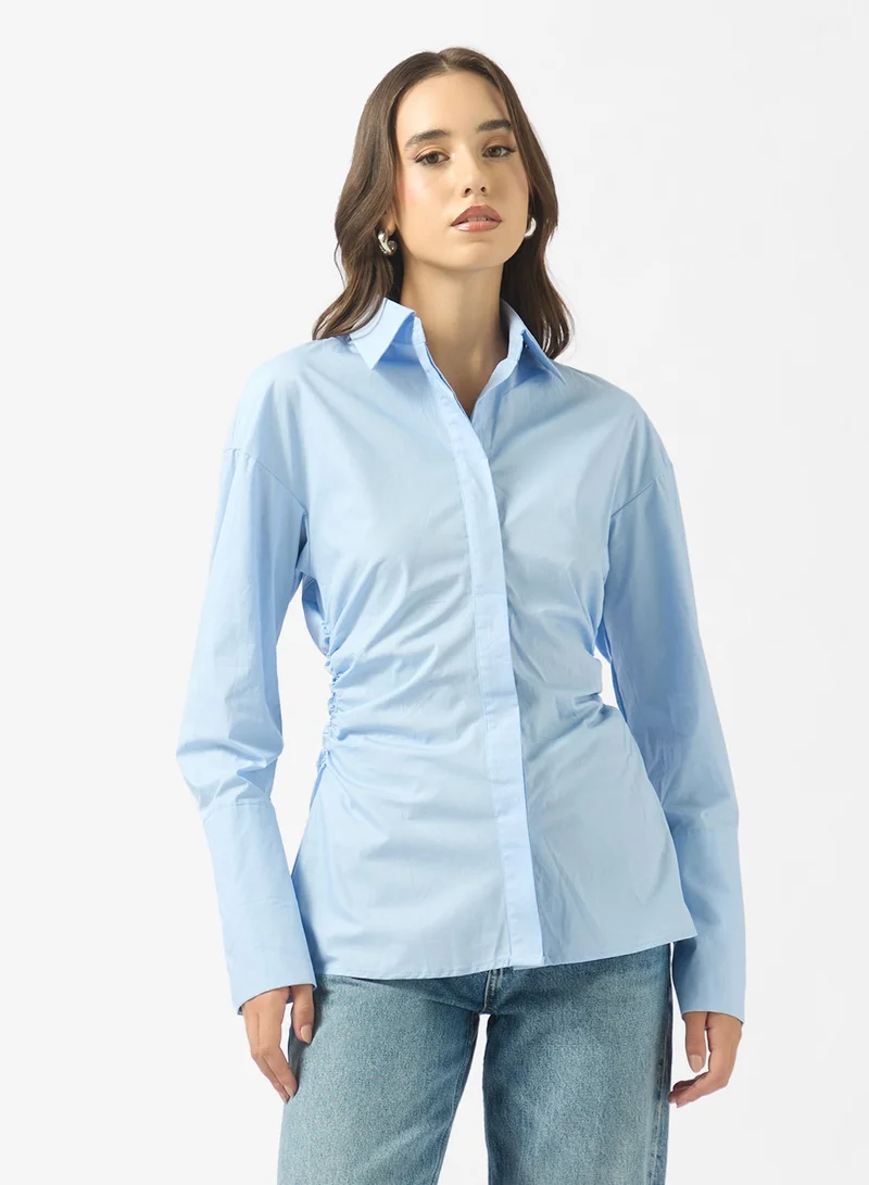 Ginger  Cinched Waist Button Down Shirt for Women | Best Price UAE