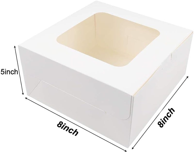 SmilerSmile 8"x8"x5" Cake Boxes-20 Pack Cake Box with window,Bakery Box,Disposable Cake Containers for Pastries,Cookies,Pie,Cupcakes/White - Image 4