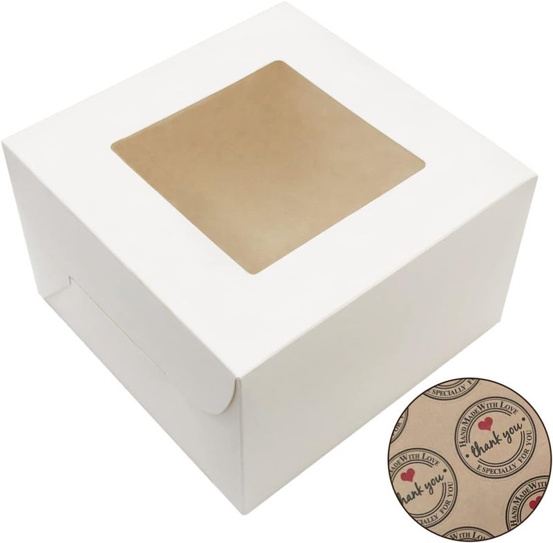 SmilerSmile 8"x8"x5" Cake Boxes-20 Pack Cake Box with window,Bakery Box,Disposable Cake Containers for Pastries,Cookies,Pie,Cupcakes/White - Image 5