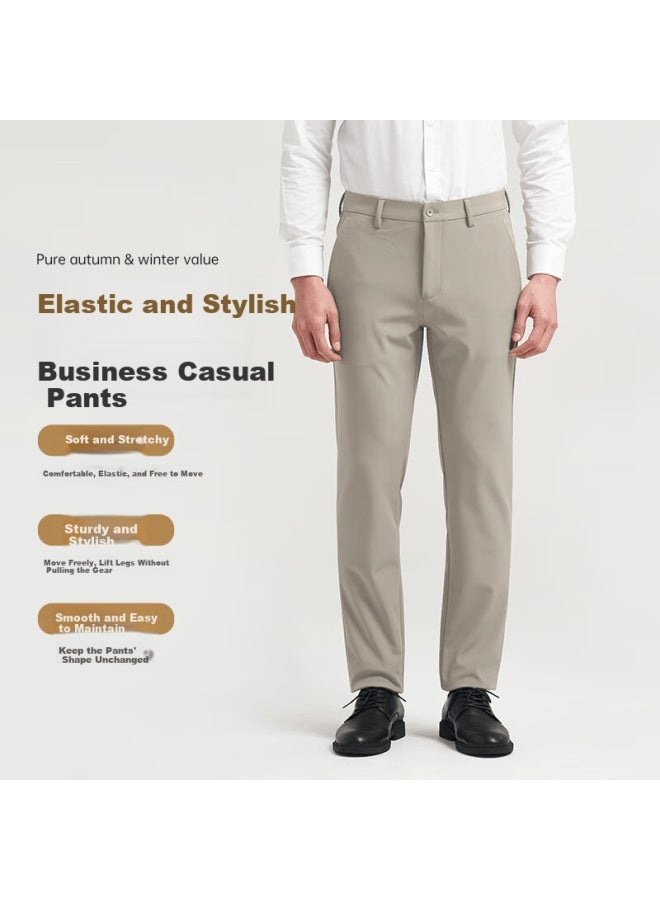Tries Casual Pants For Men, Business Style, Autumn And Winter Thick Version, New Product, Elastic Comfortable Draping, Wrinkle-resistant, Composite Oriental Simple Luxury Style - Image 1
