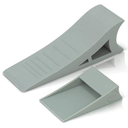 Quality Clever Decorative Rubber Door Stopper, Tall and Adjustable to Fit All Doors, Solid Stable Base, Easy to Move Without Bending Down, Hanger Mounts on Back of Door or Wall to Eliminate Clutter - Image 1