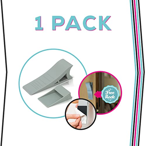 Quality Clever Decorative Rubber Door Stopper, Tall and Adjustable to Fit All Doors, Solid Stable Base, Easy to Move Without Bending Down, Hanger Mounts on Back of Door or Wall to Eliminate Clutter - Image 3