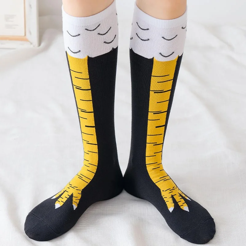 Bgk Single Unisex Chicken Feet Patterned Knee-high Socks