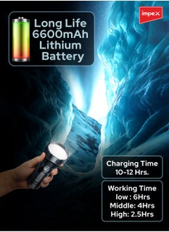 Impex Rechargeable LED Flashlight, 20W High Bright LED, 1500 Lumens, 6600mAh Lithium Battery, Type-C USB Charging with 3-Pin Adapter, Long Battery Life, Portable and Durable Torch - Ultra X20  - Image 3