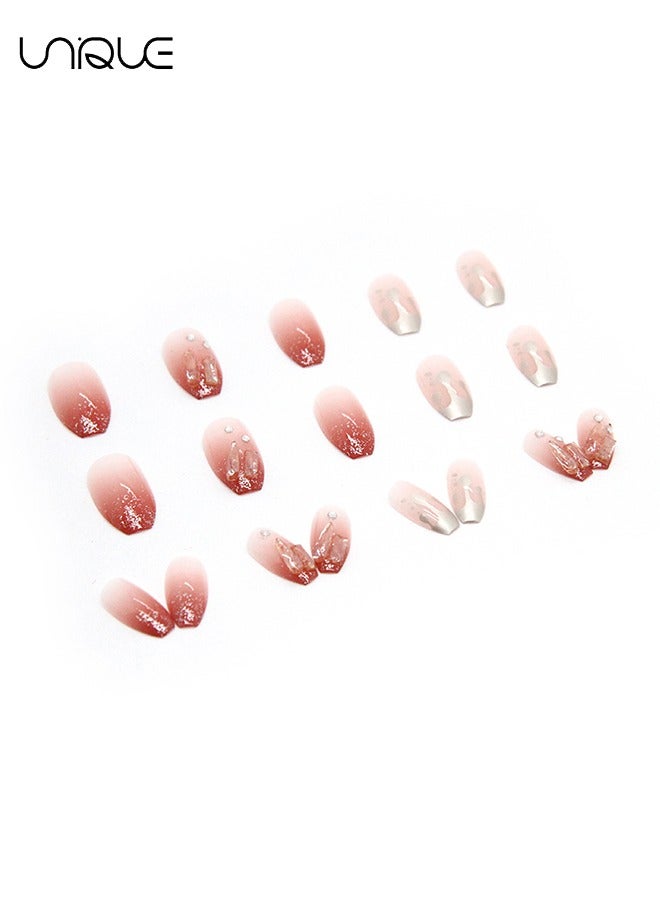 Unique 24 Pcs Fake Nails - Mid-length Ballet Manicure - Flame Diamond Manicure - Gradient Flame Manicure - Fake Nail Patch - Image 4