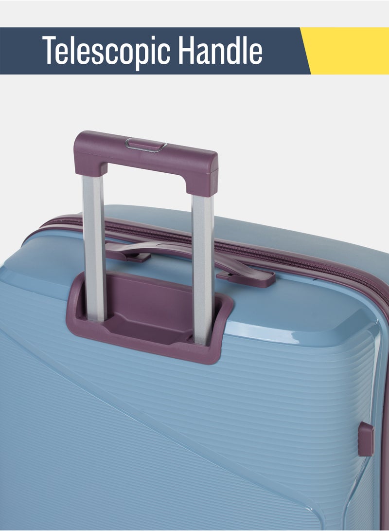 السياحية البريطانية طقم حقائب سفر صلبة من قطعتين (20 بوصة و24 بوصة) - حقائب خفيفة الوزن من البولي بروبيلين مزودة بقفل TSA وعجلات دوارة 360 درجة - رمادي أزرق - Image 2