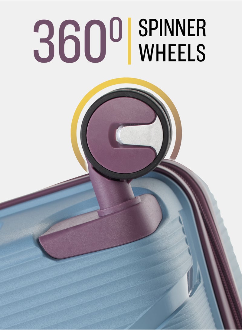 السياحية البريطانية طقم حقائب سفر صلبة من قطعتين (20 بوصة و24 بوصة) - حقائب خفيفة الوزن من البولي بروبيلين مزودة بقفل TSA وعجلات دوارة 360 درجة - رمادي أزرق - Image 3