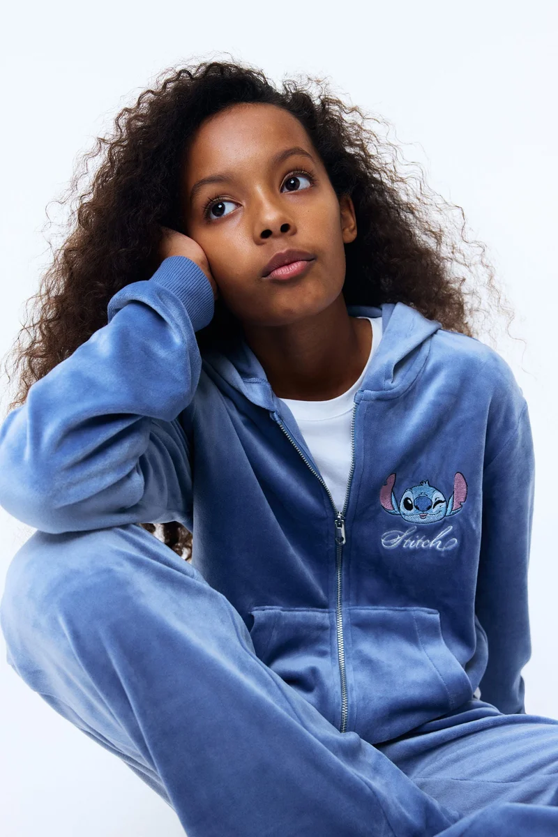 H&M 2-piece motif-detail velour set