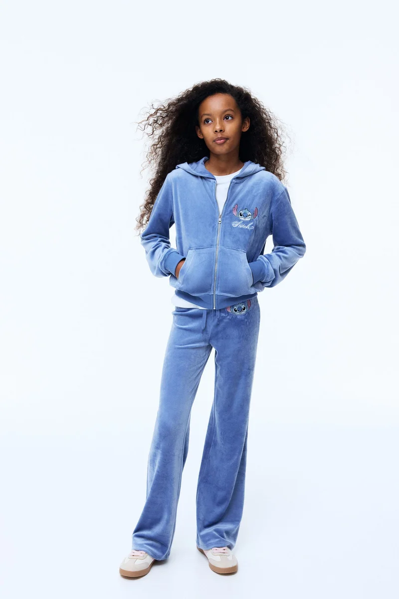 H&M 2-piece motif-detail velour set