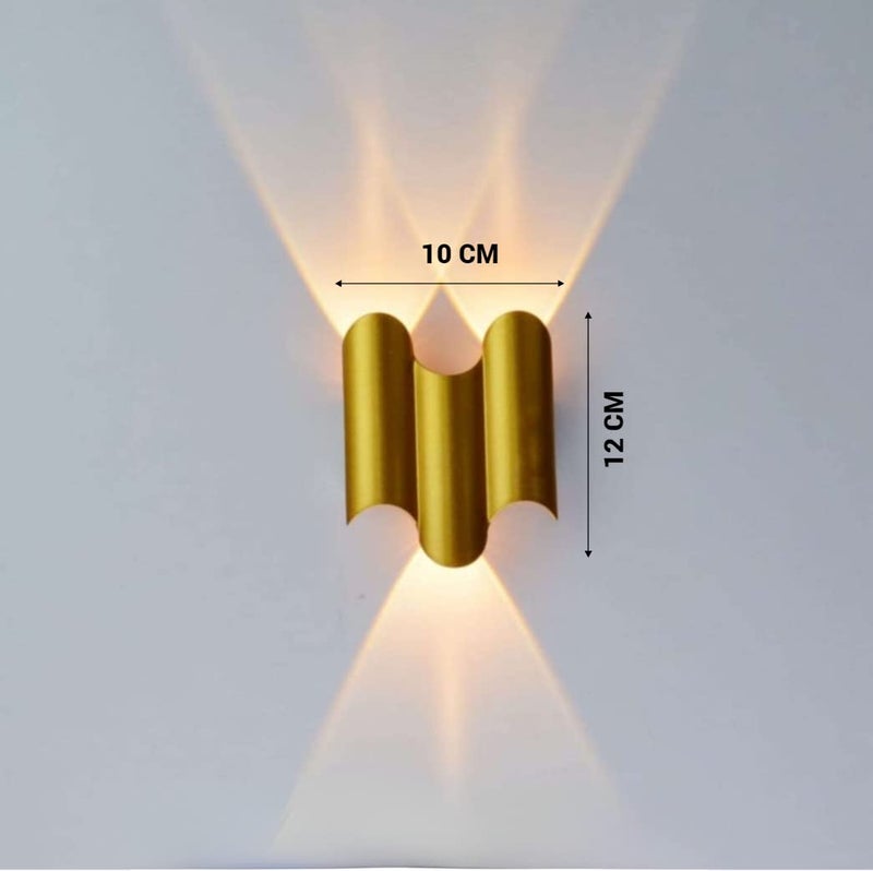 FILLISKA Aluminium Led Luxurious Indoor Up/Down Wall Light Warm White, Shockproof & Rustproof Alluminium Body (2Up 1 Down Gold) - Image 2