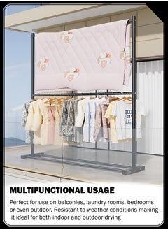 Toshionics Premium Double Layer One Legged Garment Clothes Drying Rack with Adjustable Base Anti-Slip Corners 60KG Load Capacity Multifunctional for Indoor Outdoor Clothes Coat Shoe Storage Rack Easy Assembly High-Quality Metal Construction  - Image 5