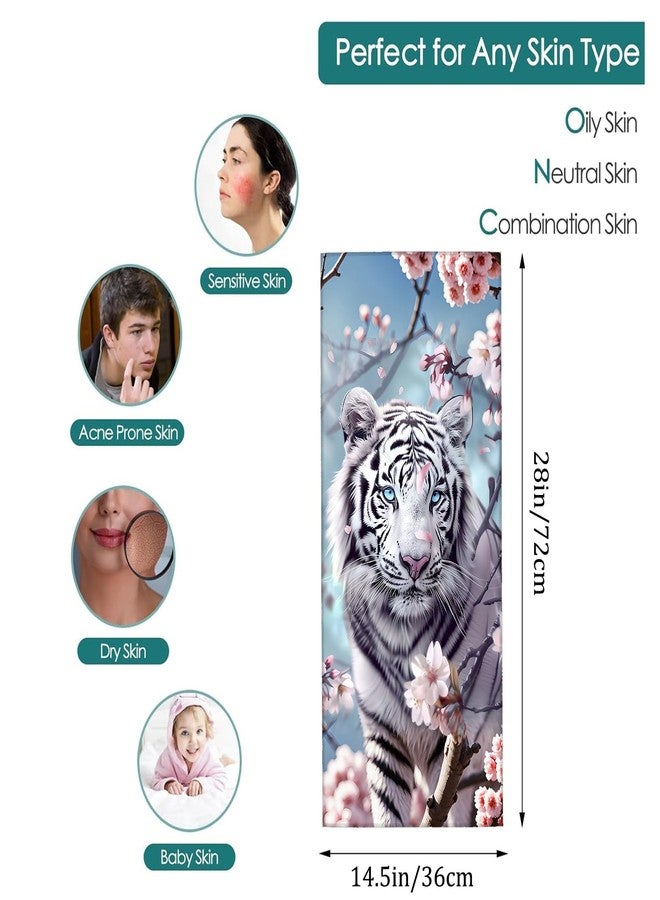 MIEPOS White Tiger 2 Piece Hand Towels,Cherry Blossom Decor Kitchen Towel Set,14.5x28in Absorbent Dish Handtowels,Soft,Polyester,Functional Decorative Handtowel for Bathroom,Home Use,Bath,Gifts - Image 2