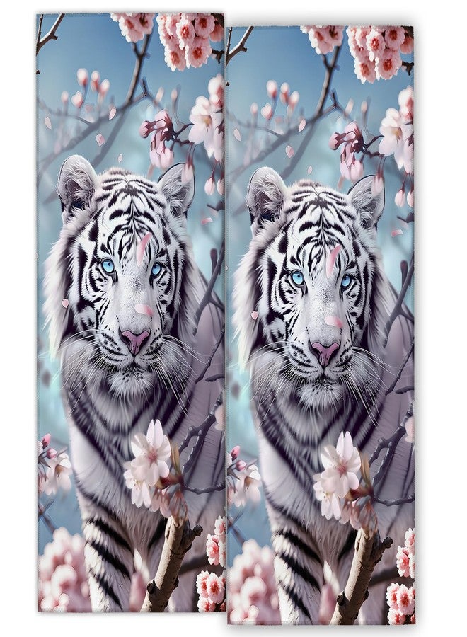 MIEPOS White Tiger 2 Piece Hand Towels,Cherry Blossom Decor Kitchen Towel Set,14.5x28in Absorbent Dish Handtowels,Soft,Polyester,Functional Decorative Handtowel for Bathroom,Home Use,Bath,Gifts - Image 1