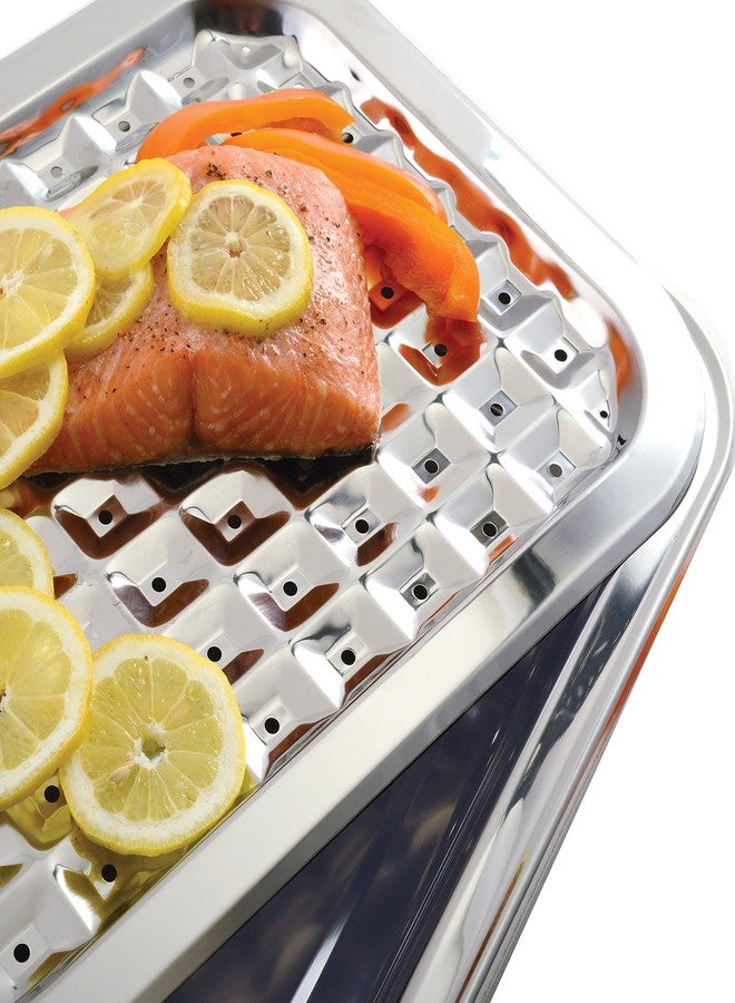 نور برو طقم صواني شواء/تحميص من الفولاذ المقاوم للصدأ من نوربرو 274، مقاس 17 بوصة، فضي - Image 4