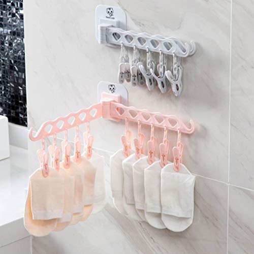 MEZON Plastic Adhesive Multifunction Clothes Storage Rack with 10 Clip Bathroom Kitchen Wall Door Hanging for Towl Sundries Storage Holder (Multi Color) - Image 1