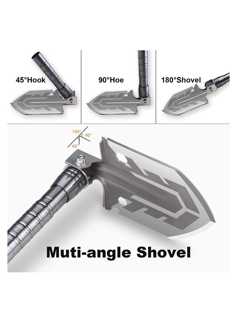 GGEROU Camping Folding Shovel, Adjustable Multi-Function Survival Shovel, High Carbon Survival Camping Gear and Equipment Tactical Shovel Military Shovel  - Image 4