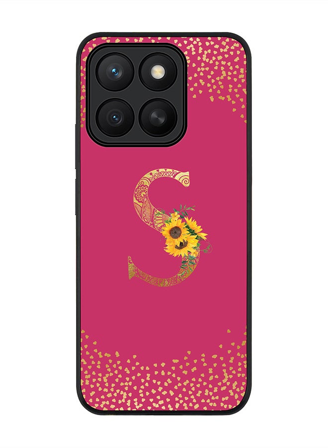 Stylizedd For Honor X8c Case,Slim fit Camera Protection, Shockproof Thin Phone cover  - Custom Floral Monogram - S ( Deep Pink )