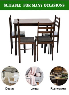 Living طقم طاولة طعام خشبية 5 قطع مع 4 كراسي خشبية  - Image 4