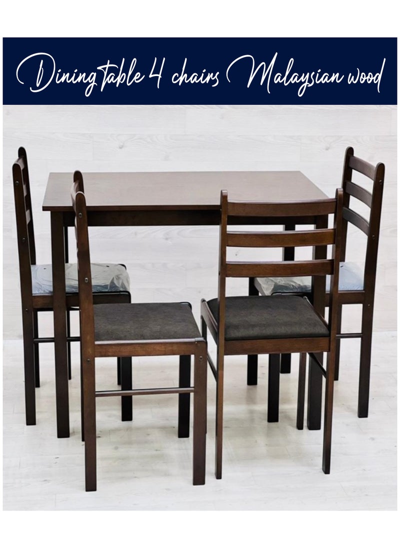 Living 5 Pieces, Wooden Dining Table With 4 Wooden Chairs Set  - Image 1