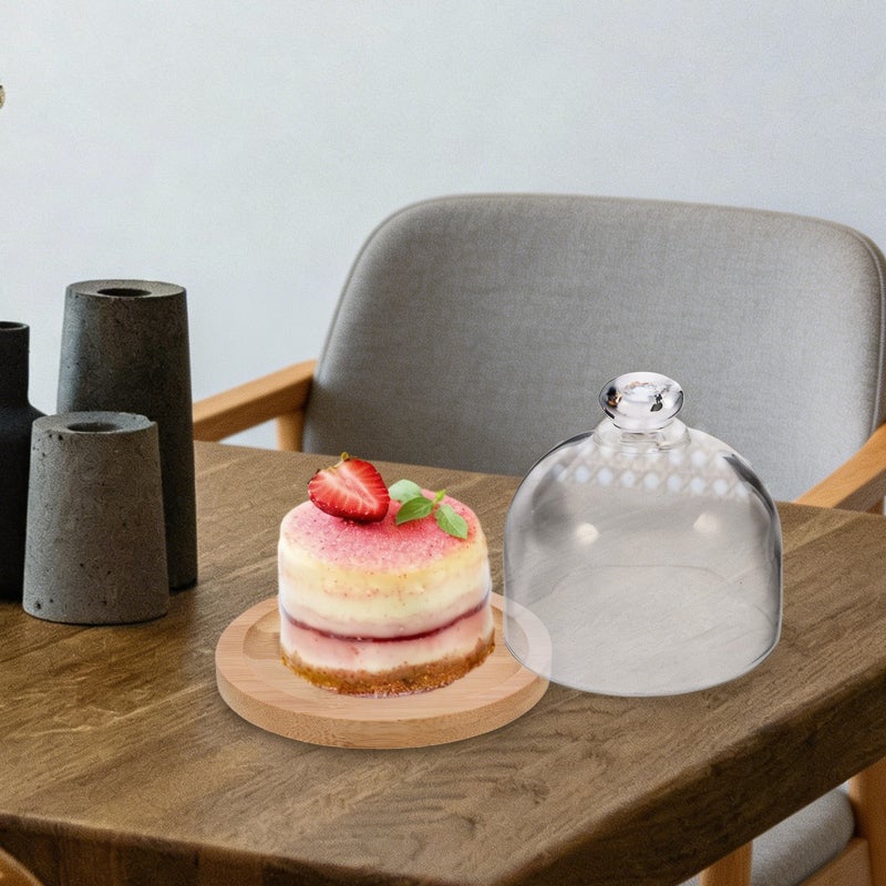 1 Set of Glass Cake Cover and Plate Food Display Cover Cover - Image 4