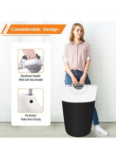 YOUGE Laundry Basket, Hamper, Collapsible Baskets, Dirty Clothes Waterproof with Foam Protected Aluminum Handles for College Dorm, Family 90L (Black)  - Image 4
