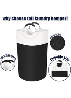 YOUGE Laundry Basket, Hamper, Collapsible Baskets, Dirty Clothes Waterproof with Foam Protected Aluminum Handles for College Dorm, Family 90L (Black)  - Image 2