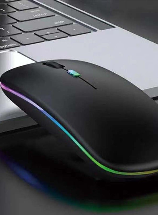 joyzzz Wireless Bluetooth Mouse, LED Slim Dual Mode Bluetooth 5.1 +USB 2.4GHz Rechargeable Silent Bluetooth Wireless Mouse, Computer Mice with USB Receiver - Image 4