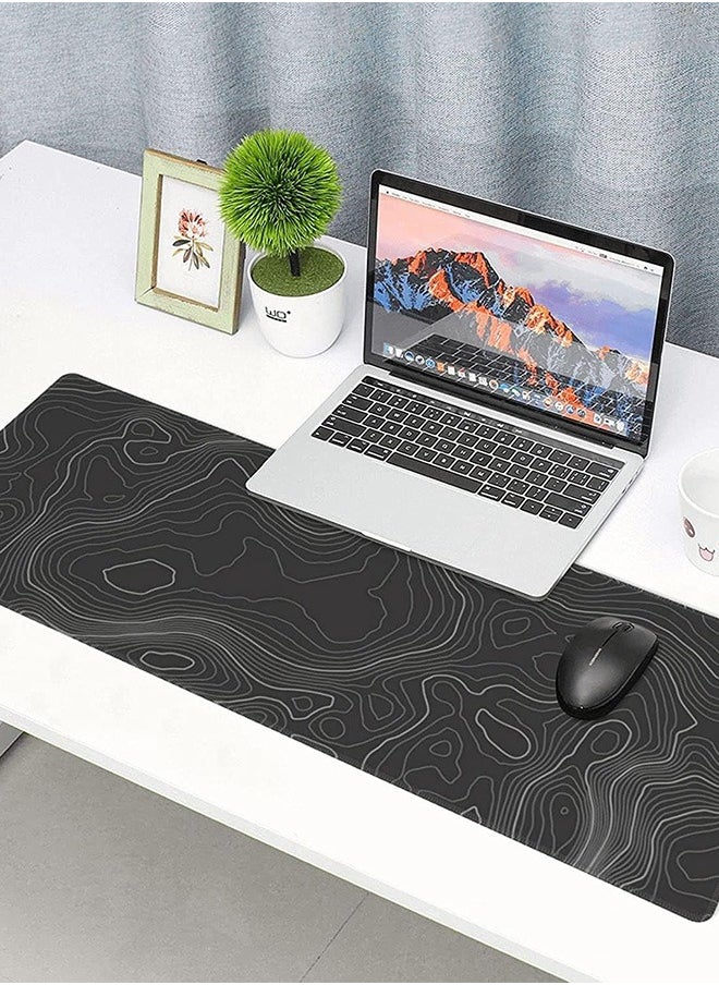 Topographic Contour Gaming Mouse Pad, Large Gaming Mouse Pad, Waterproof Topographic Mouse Pad with Non-slip Rubber Base for Gaming, Office