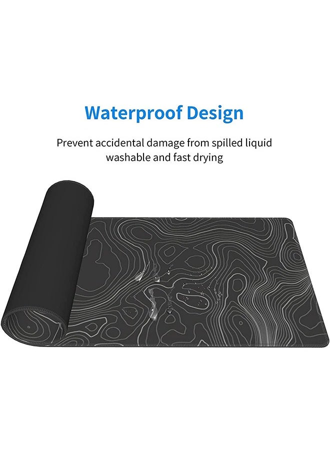 Topographic Contour Gaming Mouse Pad, Large Gaming Mouse Pad, Waterproof Topographic Mouse Pad with Non-slip Rubber Base for Gaming, Office