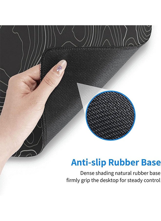 Topographic Contour Gaming Mouse Pad, Large Gaming Mouse Pad, Waterproof Topographic Mouse Pad with Non-slip Rubber Base for Gaming, Office