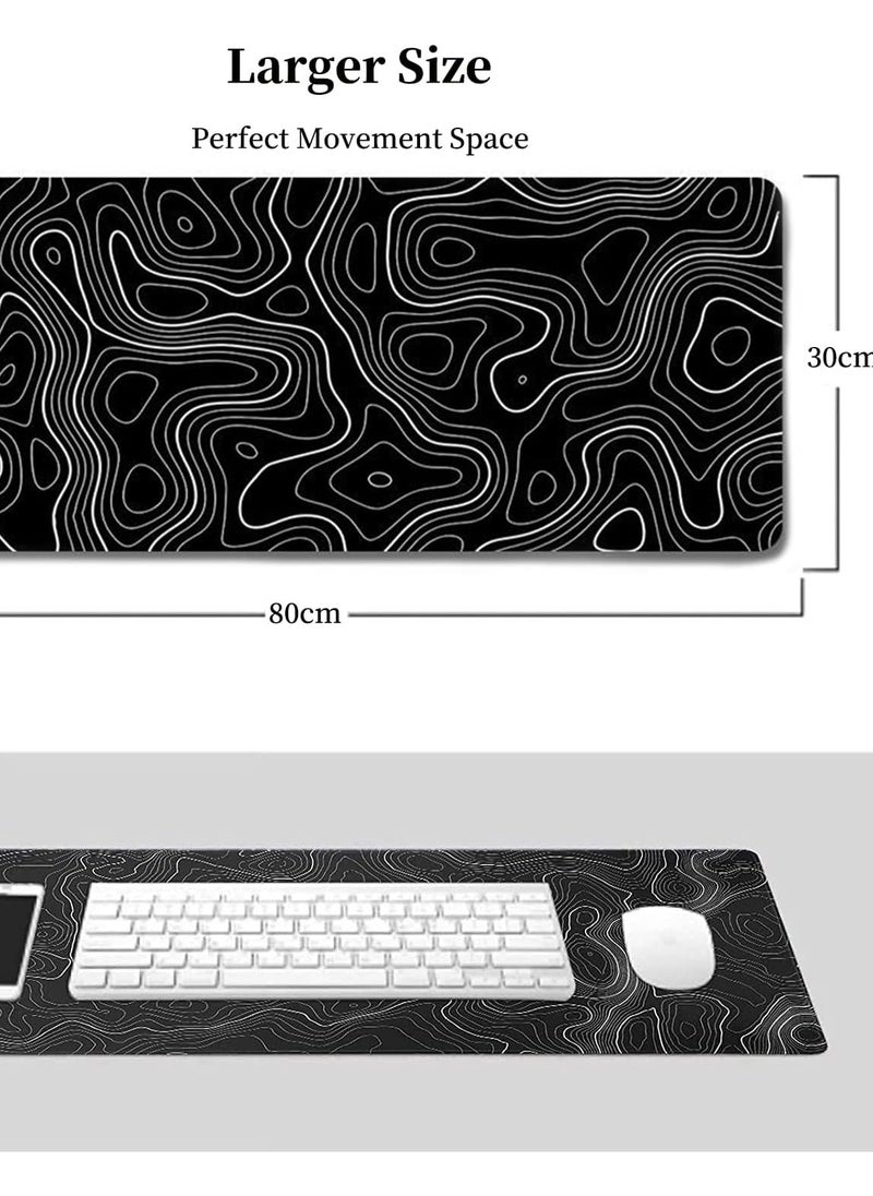 Topographic Contour Gaming Mouse Pad, Large Gaming Mouse Pad, Waterproof Topographic Mouse Pad with Non-slip Rubber Base for Gaming, Office