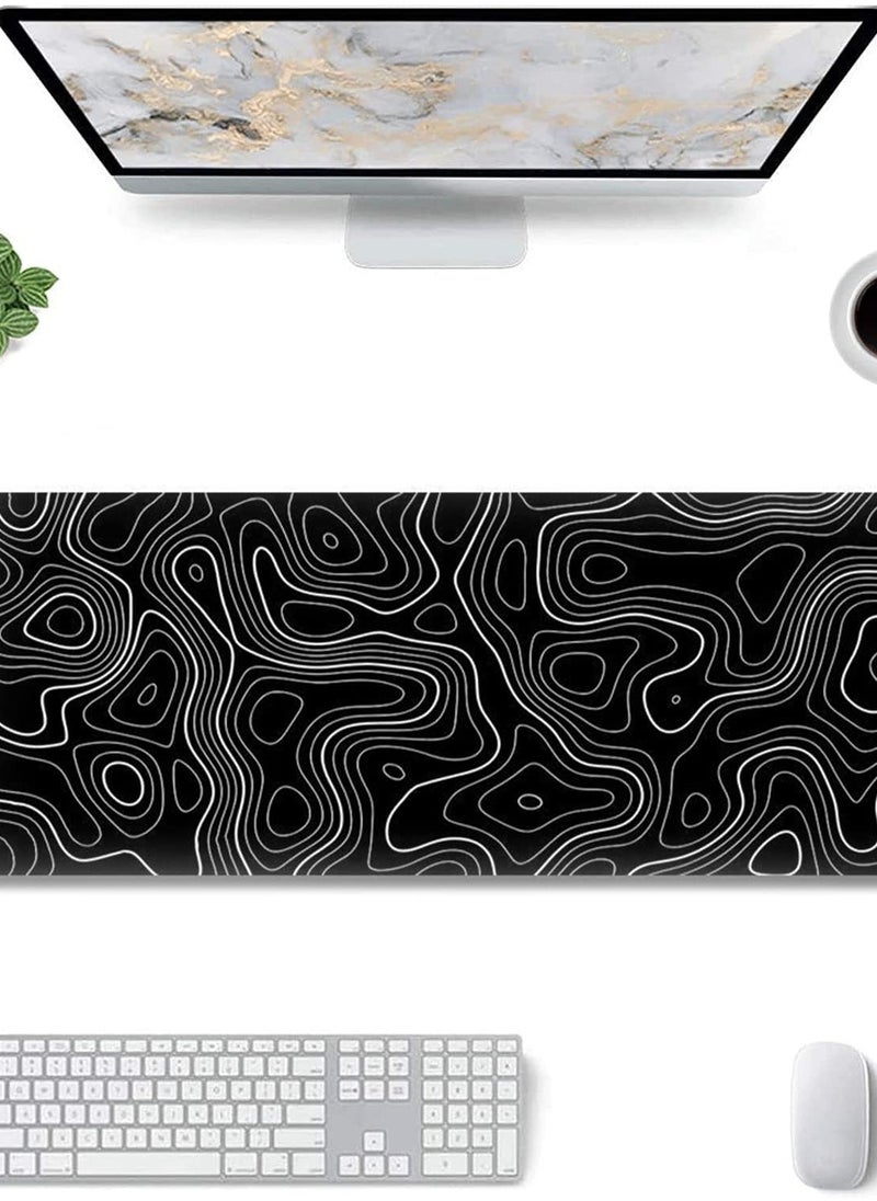Topographic Contour Gaming Mouse Pad, Large Gaming Mouse Pad, Waterproof Topographic Mouse Pad with Non-slip Rubber Base for Gaming, Office