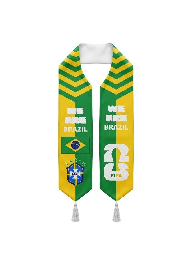 Brazil 2026 Official Supporter Scarf, Green and Yellow, CBF Fan Accessory, Match Day Collectible - Image 1