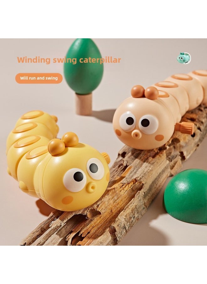 Children's Winding Wind-up Caterpillar Toy Swing Reptile Moving And Running Worm Stall Wholesale-Color:Clockwork Caterpillar-yellow (bagged)