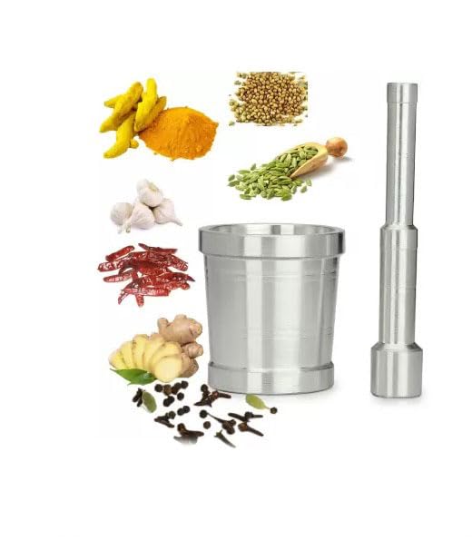 faas Khalbatta for KitchenOkhli MasherMorter Pestle SetAluminium KhalbattaImam Dasta Spice Mixer khaldastaKharal okhli musal Pack of 1 - Image 1