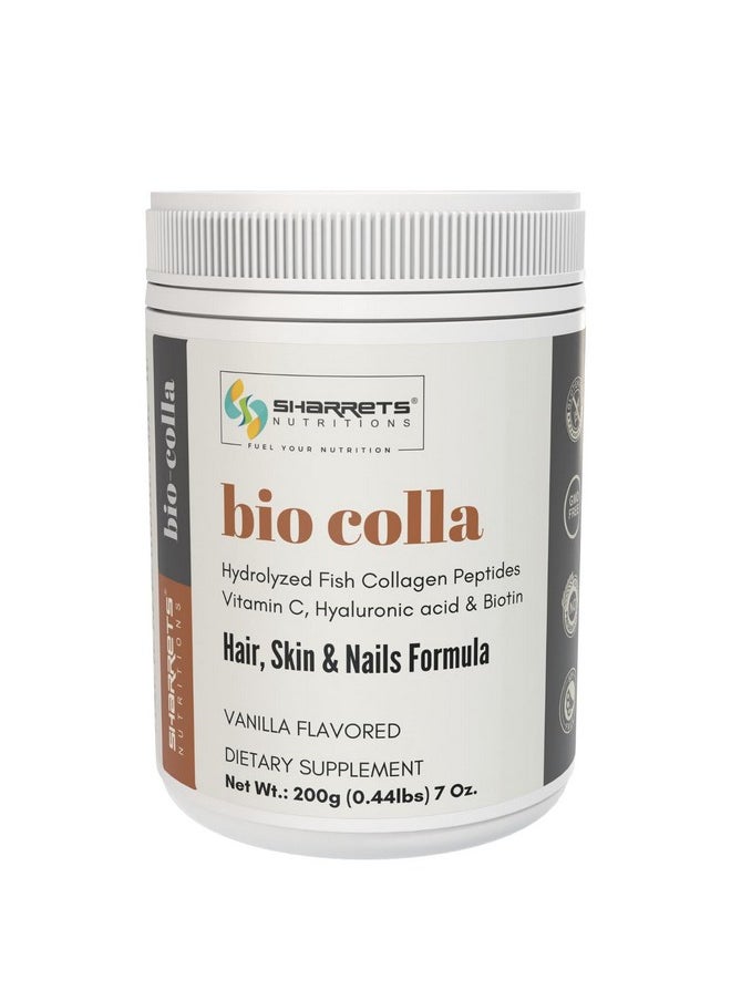 Sharrets - Biocolla - 200G X 2, Fish Collagen Powder With Hyaluronic Acid, Vitamin C & Biotin - Beauty Supplement, Vanilla Flavored - Image 1