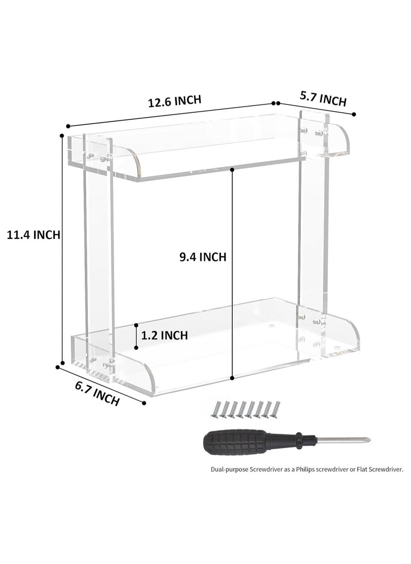 2 Tier Bathroom Organizer Countertop - Anti-Slip, Waterproof, Moisture-Proof Kitchen Organization Shelf Rack, Clear Acrylic Makeup Organizer, Dresser Organizer Countertop