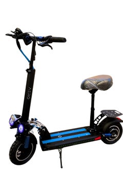 Z2 Pro Powerful Electric Scooter With Seat, E10, 48V, Foldable, Front & Side Led lights, RGB, Bluetooth Speakers, 1 Year Warranty, Anti-Theft, Blue