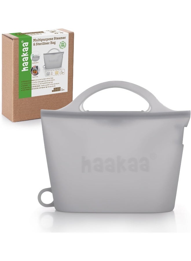 Haakaa On-The-Go Silicone Microwave Steamer & Steriliser Bag, 40oz/1250ml Reusable Silicone Steaming Bags for Baby Bottles, Breast Pump, Accessories, Pacifiers, Teethers, 1PC - Image 1