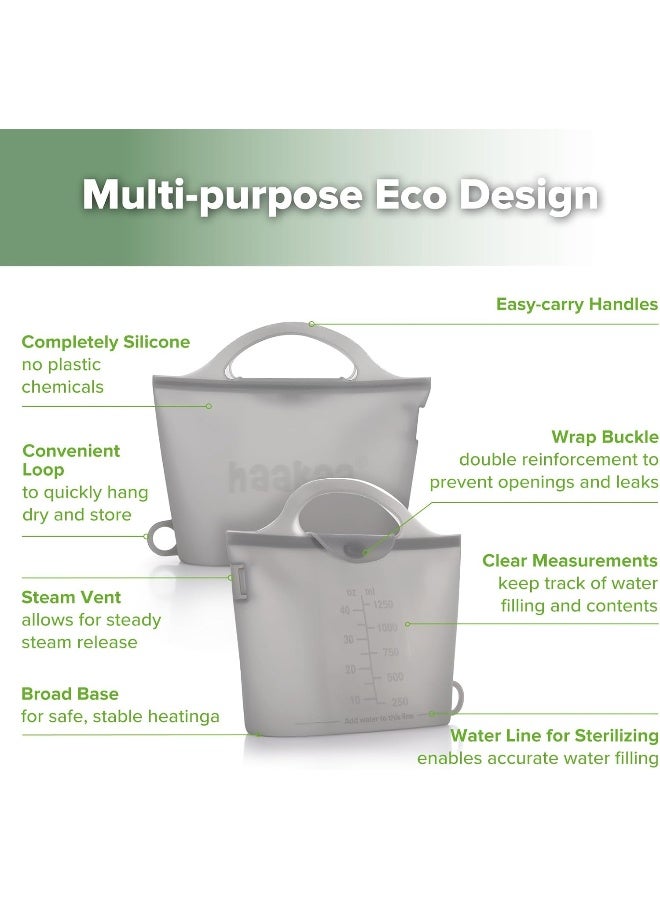 Haakaa On-The-Go Silicone Microwave Steamer & Steriliser Bag, 40oz/1250ml Reusable Silicone Steaming Bags for Baby Bottles, Breast Pump, Accessories, Pacifiers, Teethers, 1PC - Image 5