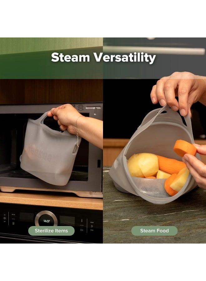 Haakaa On-The-Go Silicone Microwave Steamer & Steriliser Bag, 40oz/1250ml Reusable Silicone Steaming Bags for Baby Bottles, Breast Pump, Accessories, Pacifiers, Teethers, 1PC - Image 2