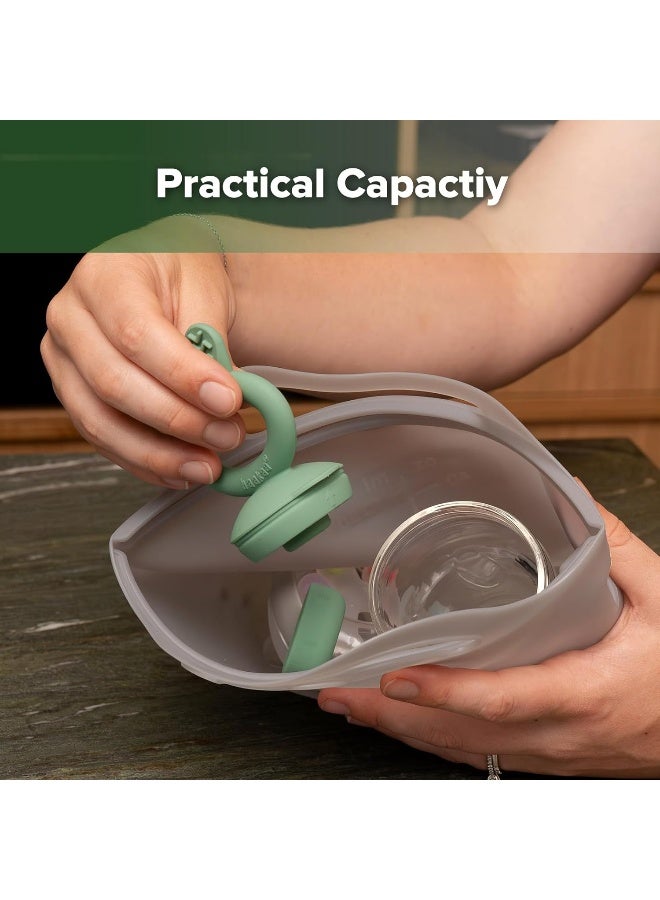 Haakaa On-The-Go Silicone Microwave Steamer & Steriliser Bag, 40oz/1250ml Reusable Silicone Steaming Bags for Baby Bottles, Breast Pump, Accessories, Pacifiers, Teethers, 1PC - Image 3