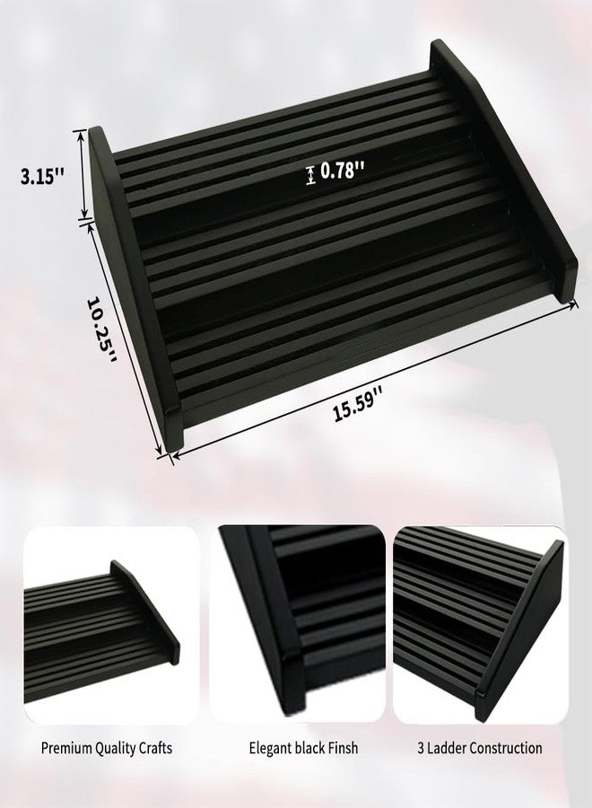 ASmileIndeep 12-Row Wooden Challenge Coin Display Holder for Countertop - 3-Tier Military Coin Rack Stand Holds 90-100 Coins - Coin Display Case for Army Police Collectors, Black - Image 4