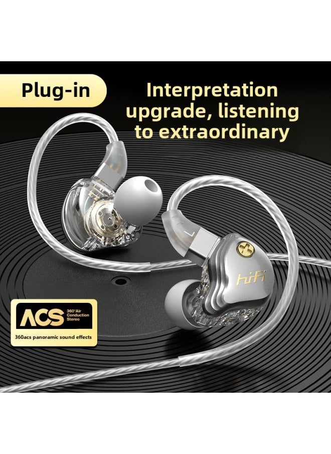 Generic - Wired Headset In-ear For Huawei Apple Samsung Mobile Phone Subwoofer TYPEC/3.5MM-Color:Gunmetal Color - Image 1