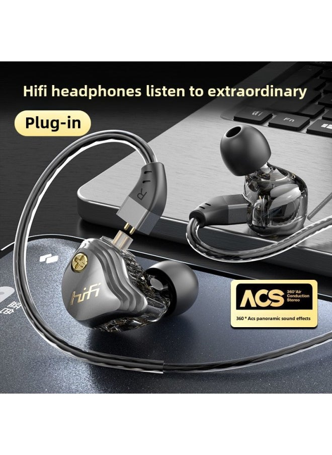 Generic - Wired Headset In-ear For Huawei Apple Samsung Mobile Phone Subwoofer TYPEC/3.5MM-Color:Gunmetal Color - Image 1