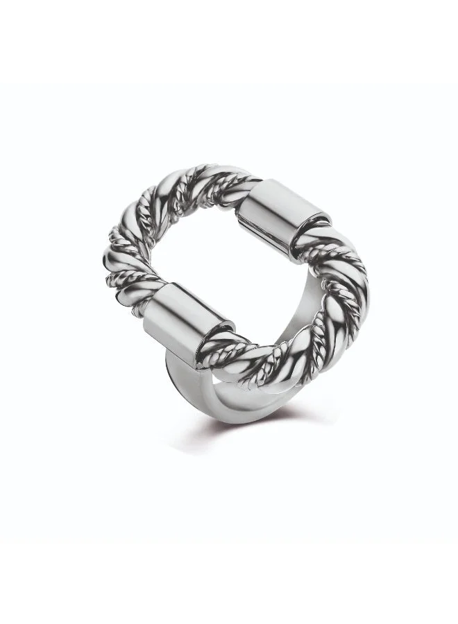 CERRUTI 1881 Giulia Twisted Cable Silver Stainless Steel Ring for Women 52mm