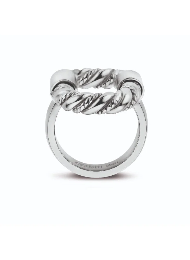 CERRUTI 1881 Giulia Twisted Cable Silver Stainless Steel Ring for Women 52mm