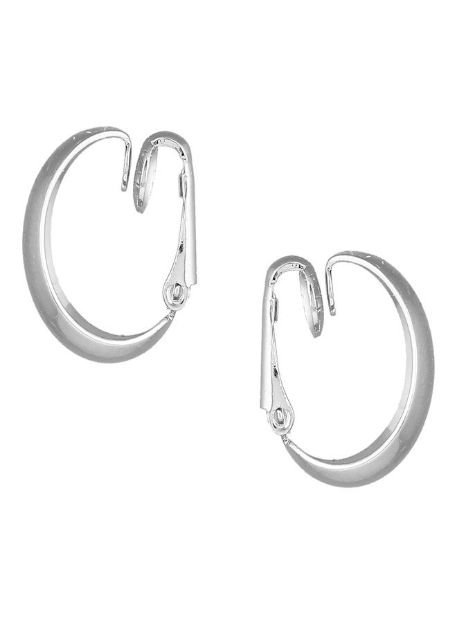 Estele Rhodium Alluring Petite Chunky Hoop Earrings for Women - Image 2